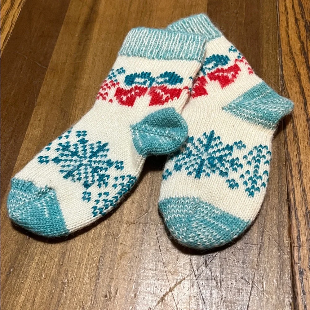Vintage wool, hand knit Christmas socks